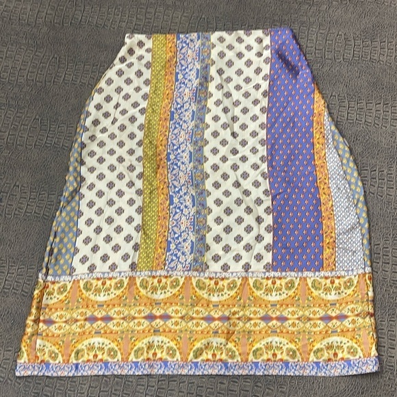 DRESS FORUM multicolored bohemian print satin skirt size medium - Picture 1 of 7